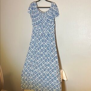 Chicos Maxi Off the Shoulder Blue Patterned Women's Dress XL/3